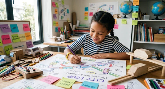 Child developing future-thinking skills through design, creativity, and responsible problem solving