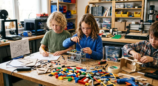 Child developing creativity through hands-on making and building activities