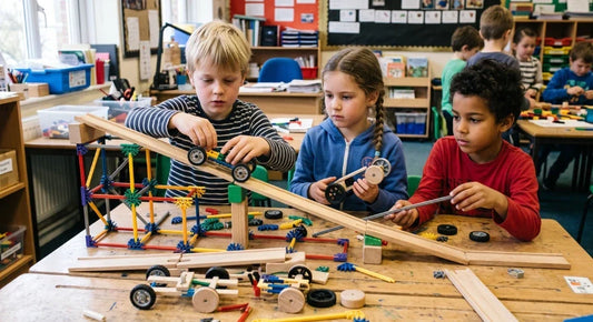 Child experimenting with building materials through creative play and developing innovation skills