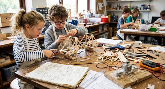 Child developing creativity through hands-on experiments and innovation activities
