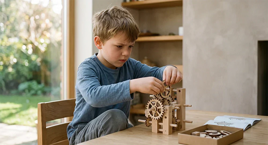 Child learning through hands-on building activities