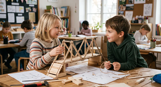 Children discussing different engineering ideas respectfully