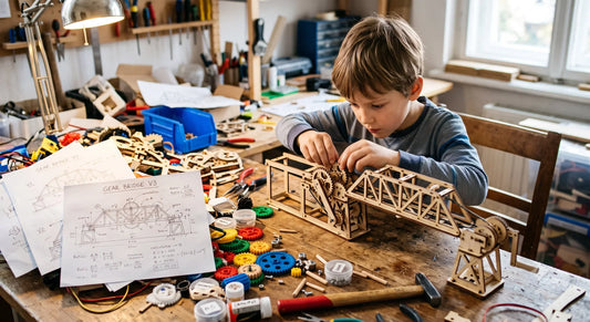 Child developing systems thinking through hands-on building activities