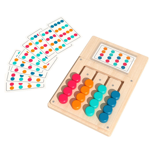 PINOER Thinkers T4 | Montessori Wooden Four-Color Sliding Logic Puzzle & Sorting Game
