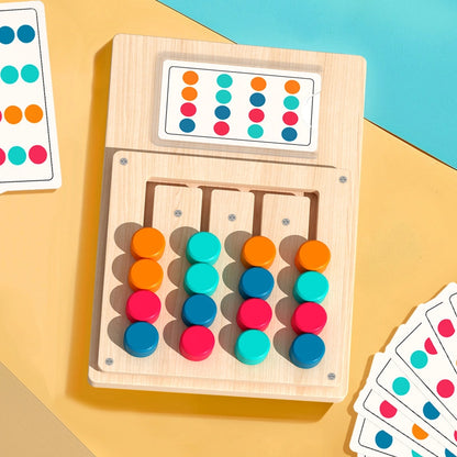 PINOER Thinkers T4 | Montessori Wooden Four-Color Sliding Logic Puzzle & Sorting Game