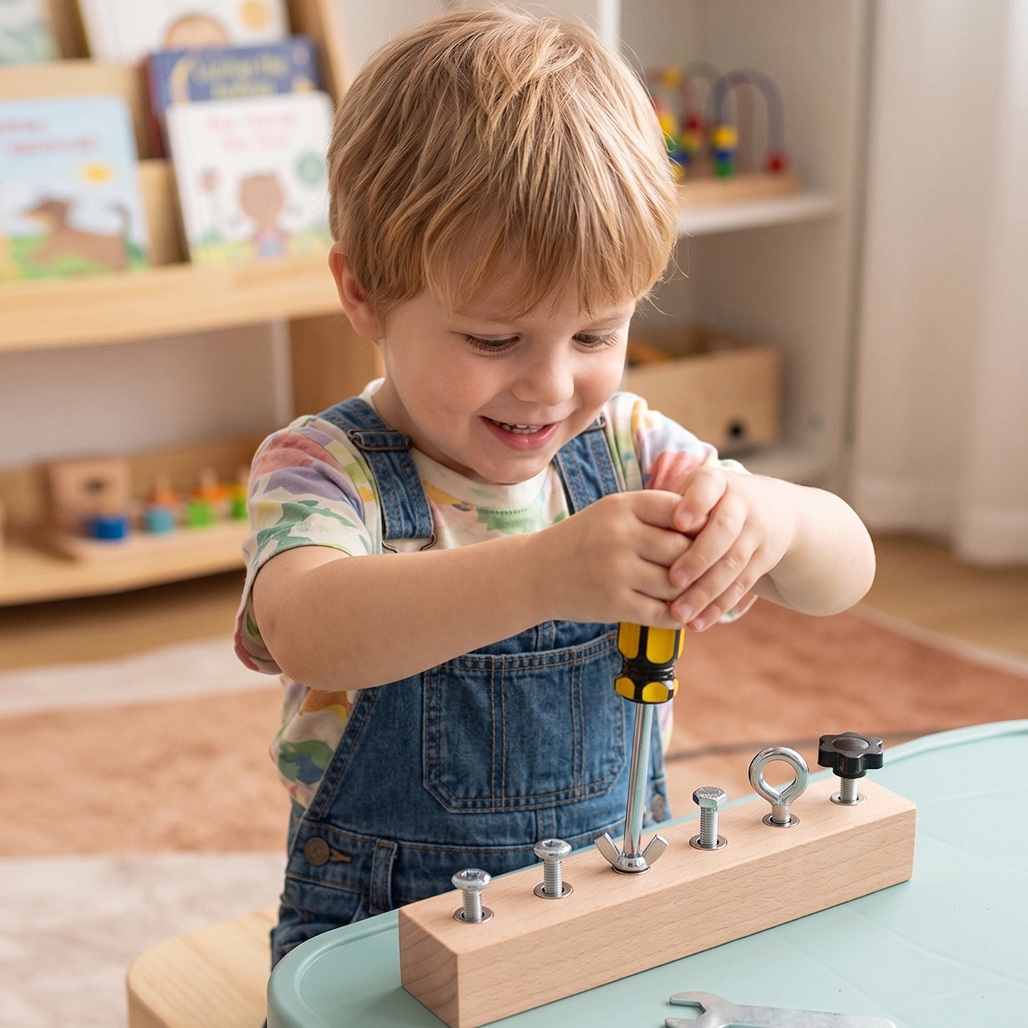 PINOER Explorers M3 | Montessori Wooden Screw Driver Board & Busy Workbench Toy