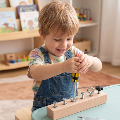 PINOER Explorers M3 | Montessori Wooden Screw Driver Board & Busy Workbench Toy
