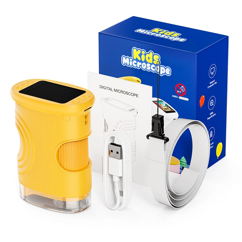 Full contents of PINOER Thinkers T1 science kit including prepared slides and charging cable.