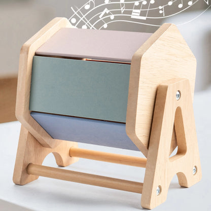 PINOER Explorers M2 Montessori wooden spinning rainbow drum with bell for babies.