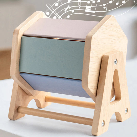 PINOER Explorers M2 Montessori wooden spinning rainbow drum with bell for babies.