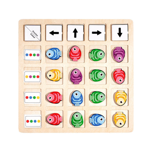PINOER Thinkers T5 | Montessori Wooden Fish Direction Sorting Puzzle & Spatial Logic Game