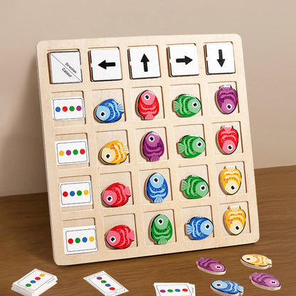PINOER Thinkers T5 | Montessori Wooden Fish Direction Sorting Puzzle & Spatial Logic Game
