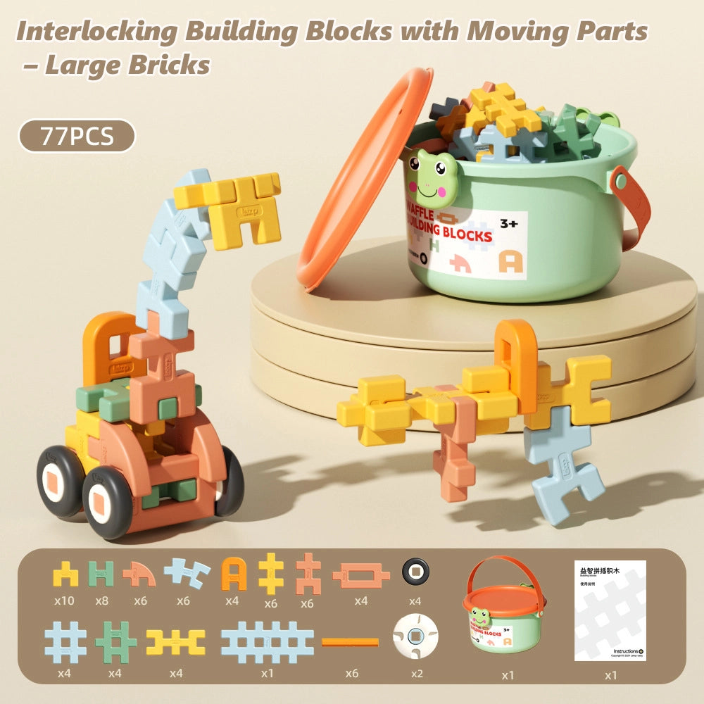 77PCS Open-Ended Waffle Building Blocks That Grow With Your Child's Imagination