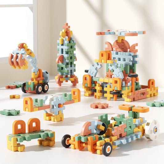 77PCS Open-Ended Waffle Building Blocks That Grow With Your Child's Imagination
