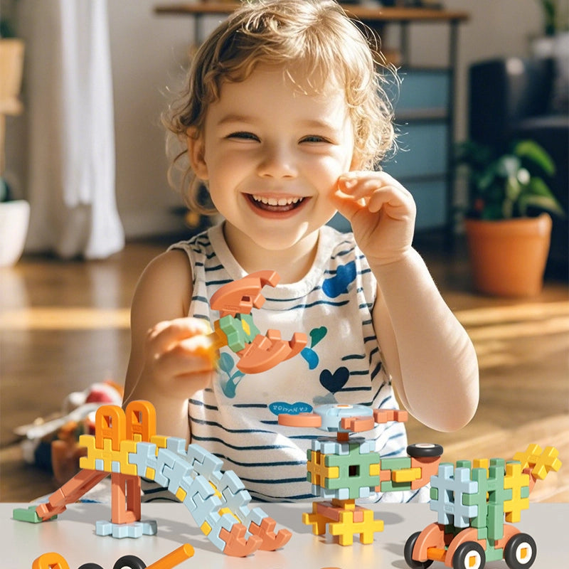 77PCS Open-Ended Waffle Building Blocks That Grow With Your Child's Imagination