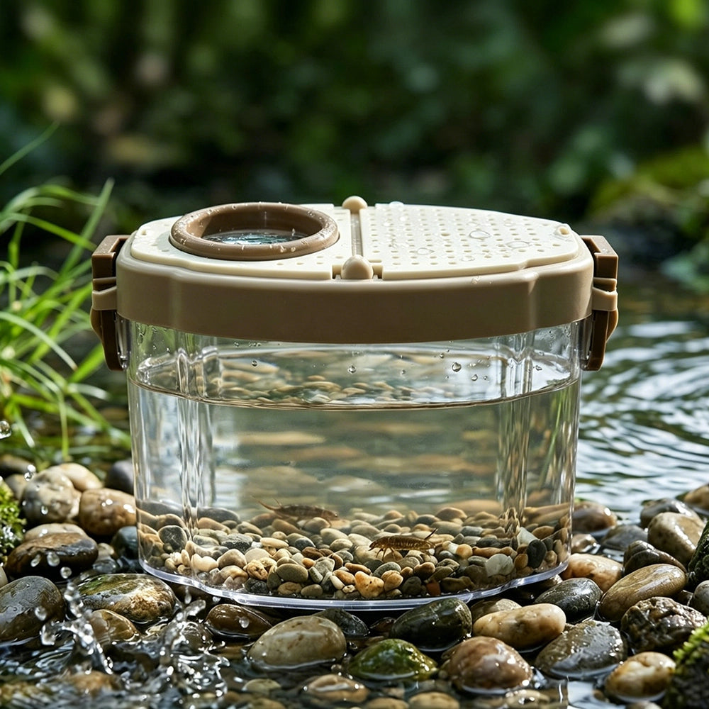 The insect observation box can hold water and house aquatic creatures.
