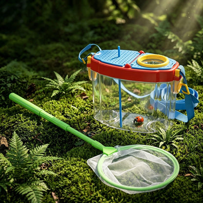 Full contents of PINOER Explorers E1` science toy kit showing the carrying strap and tweezers.