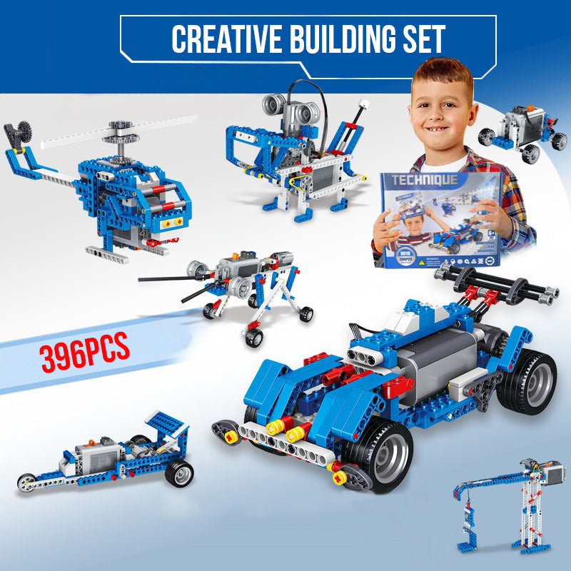 Kids playing with STEM building toys indoors